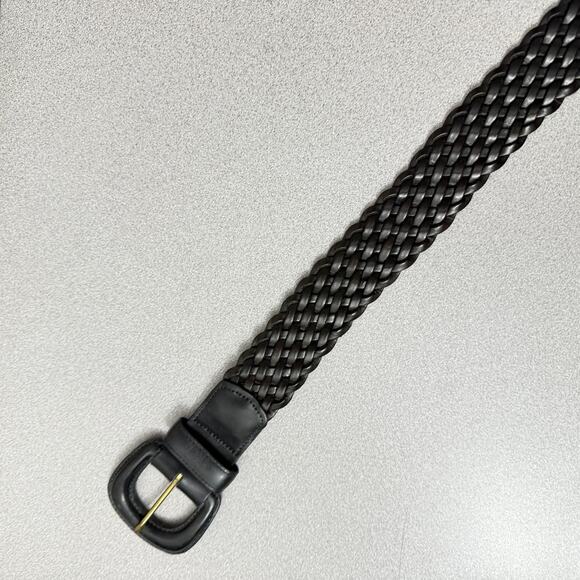 Coach Woven Leather Belt Womens Small Black Brass Buckle Braided 1.5" Boho 3851 - Picture 3 of 6